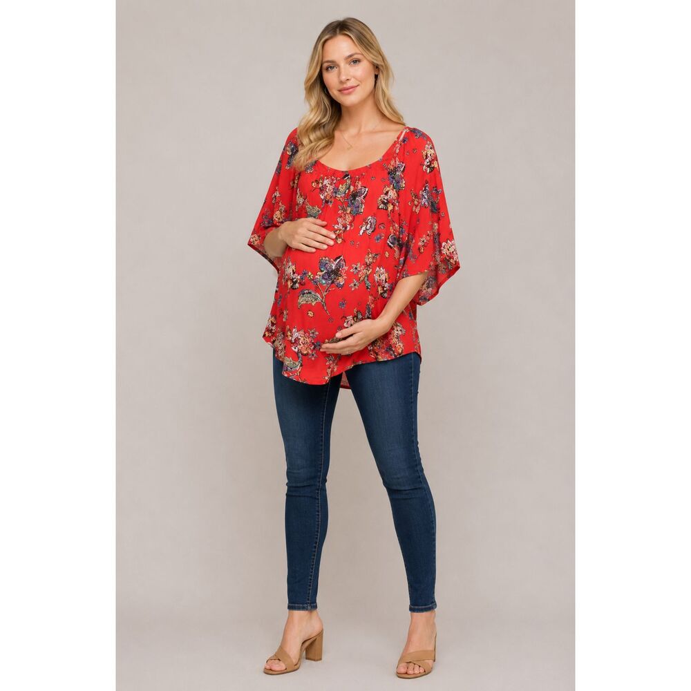 Love Delirious Square Neck Maternity Top Orange M